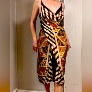 Nicole Miller Silk V-neck Ruched Dress - size 6